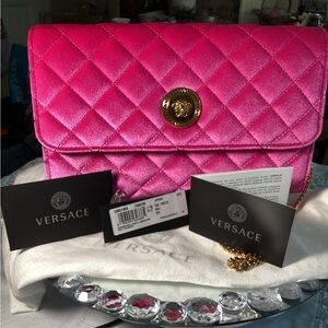 Versace La Medusa Velvet Pink💞NWT PURSE